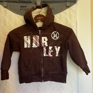 Hurley Sweatshirt Hoodie Front Full Zip Boys Size 6 Brown